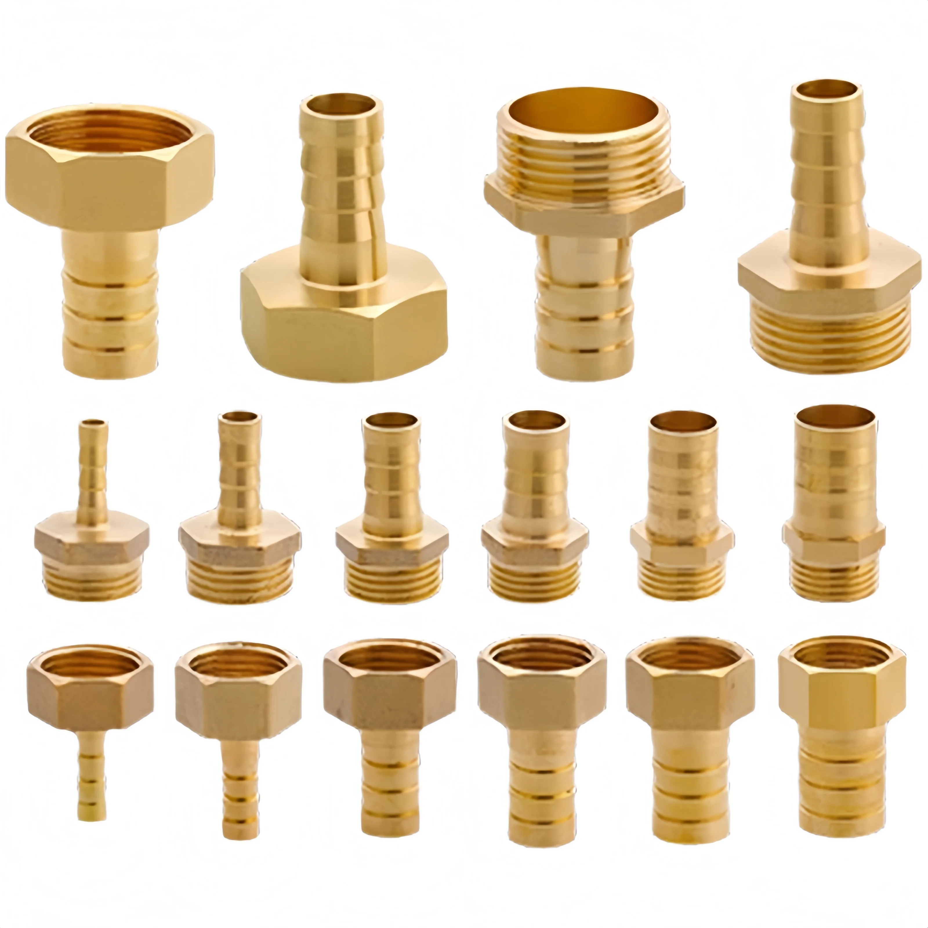 10Pcs Brass Hose Barb Fitting Male Thread Hose Thread Pipe Fitting Pneumatic Air Water Fuel Gas Adapter 6 8 10 12mm-1/8 1/4 3/8