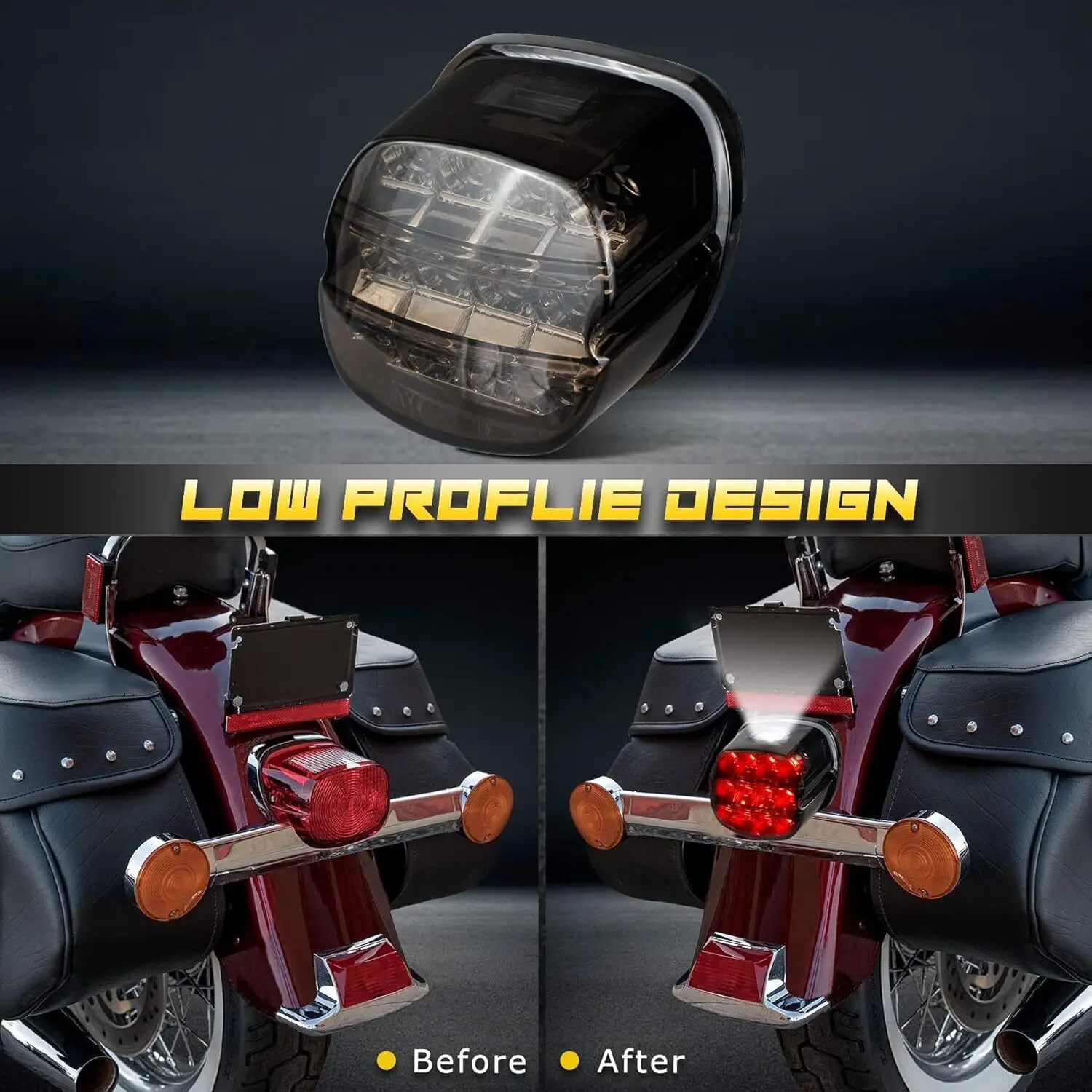 فرامل ضوء خلفي LED باللون الأسود لدراجة Harley Touring Road King Dyna Glide Softail Sporster #6