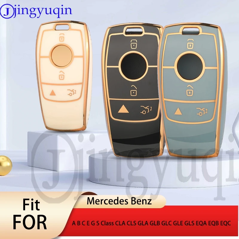 

jingyuqin TPU Car Remote Key Case Shell 4 Buttons For Mercedes Benz A B C E G S Class CLA CLS GLA GLB GLC GLE GLS EQA EQB EQC