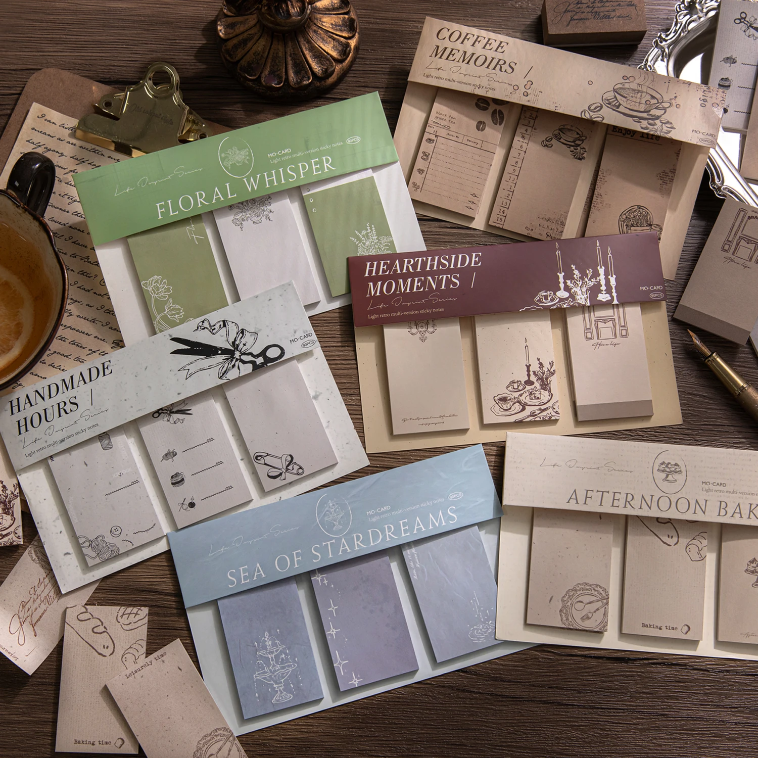 90 hojas de notas adhesivas de estilo minimalista Vintage, Bloc de notas autoadhesivo de plantas Retro para planificador de suministros escolares y de oficina