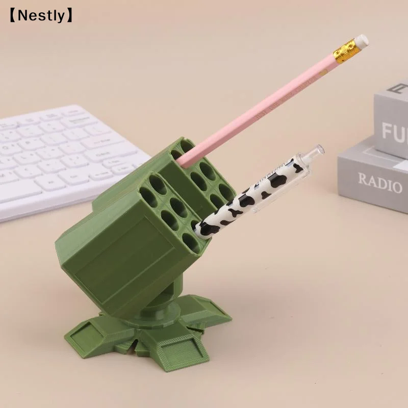 3D Printed Missile Shaped Pen Holder Creative Anti-aircraft Missile Launcher Pen Stand Desktop Organizer Home Decoration〔Nest〕
