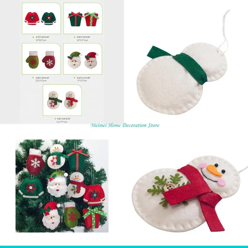 H7BF 1 Set Christmas Tree Hanging Ornaments for Creative Santa Snowman Clothes Socks Dog Shaped Pendants Rustic Xmas Party