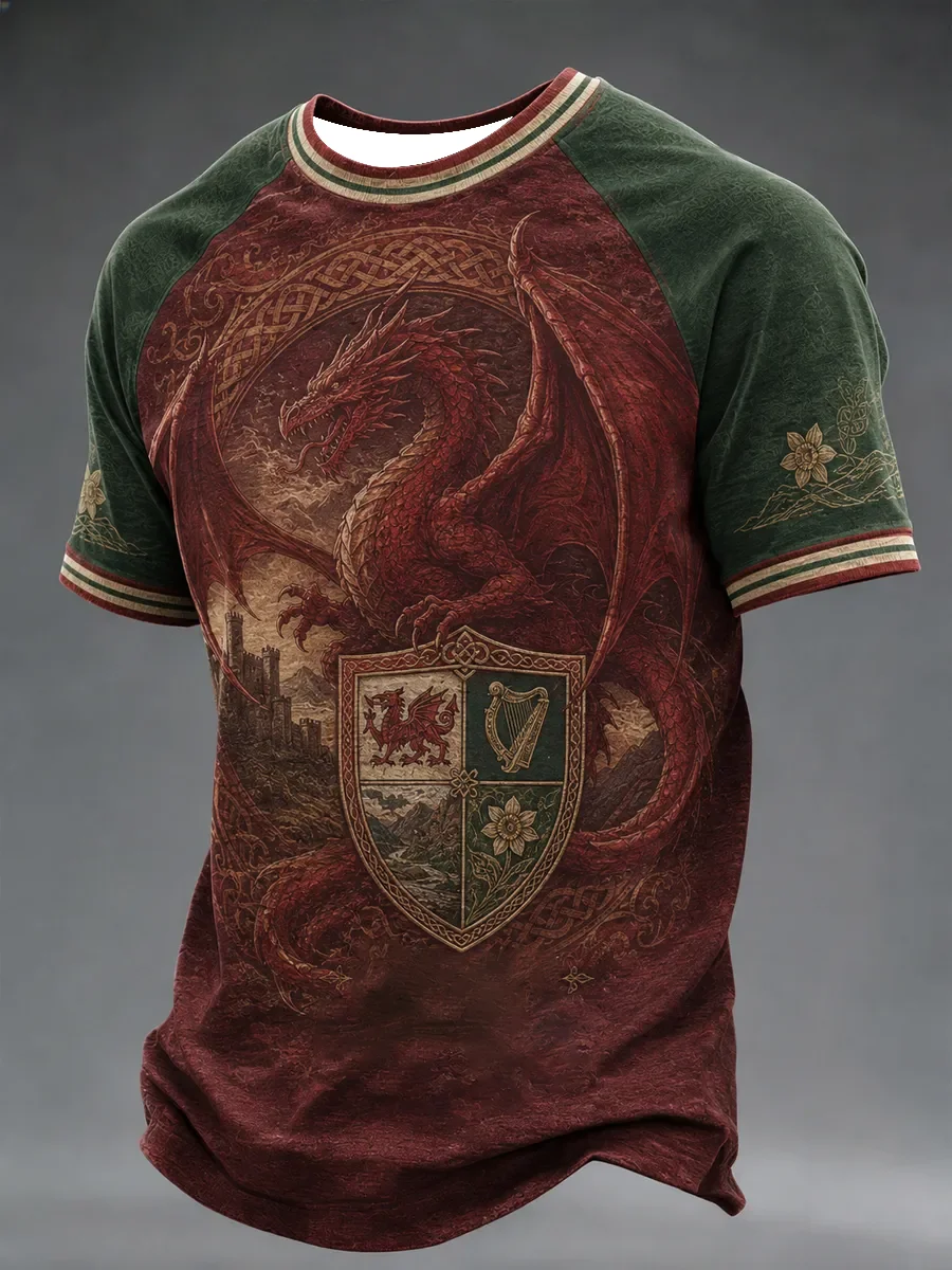 2027 Summer Men's Welsh Football Training Shirt 3D Printed Embroidery Breathable Quick-Drying Family Version T-Shirt Top Kids