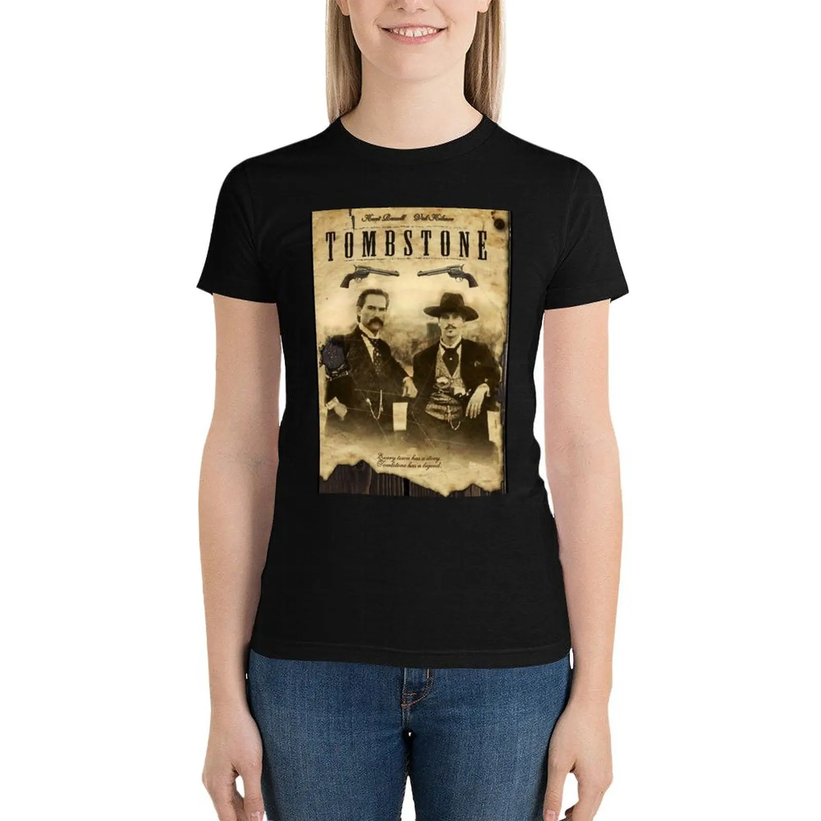 Tombstone Movie Poster T-Shirt funny cute clothes Blouse summer clothes new edition t shirts for Women