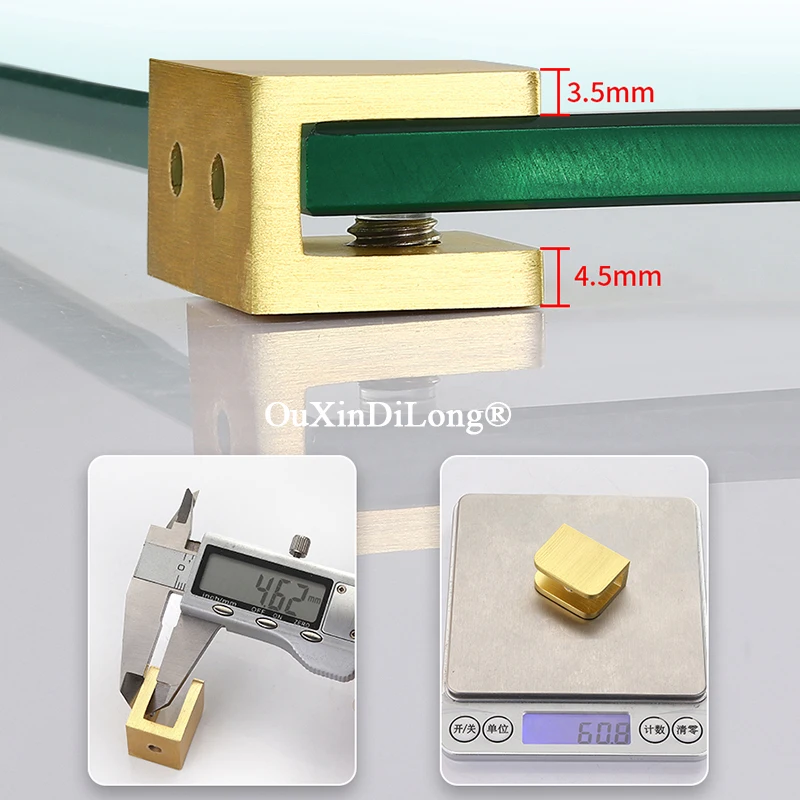 High-end 10PCS Solid Brass Thicken Glass Clamps Bathroom Shelves Glass Clips Fixed Support Brackets for 5~12mm No Drilling