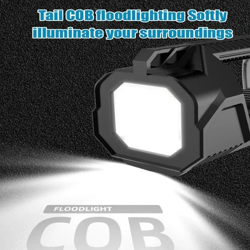 USB Rechargeable Flashlight Outdoor Solar Flashlight Long Range Searchlight Multifunctional LED High Power Flashlight