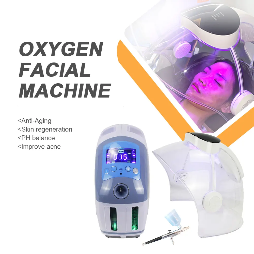 7 Color LED Mask Oxygen Facial Machine Hyperbaric Oxygen Spray Jet Moisturizing Skin Rejuvenation Anti-aging Skin Care Machine