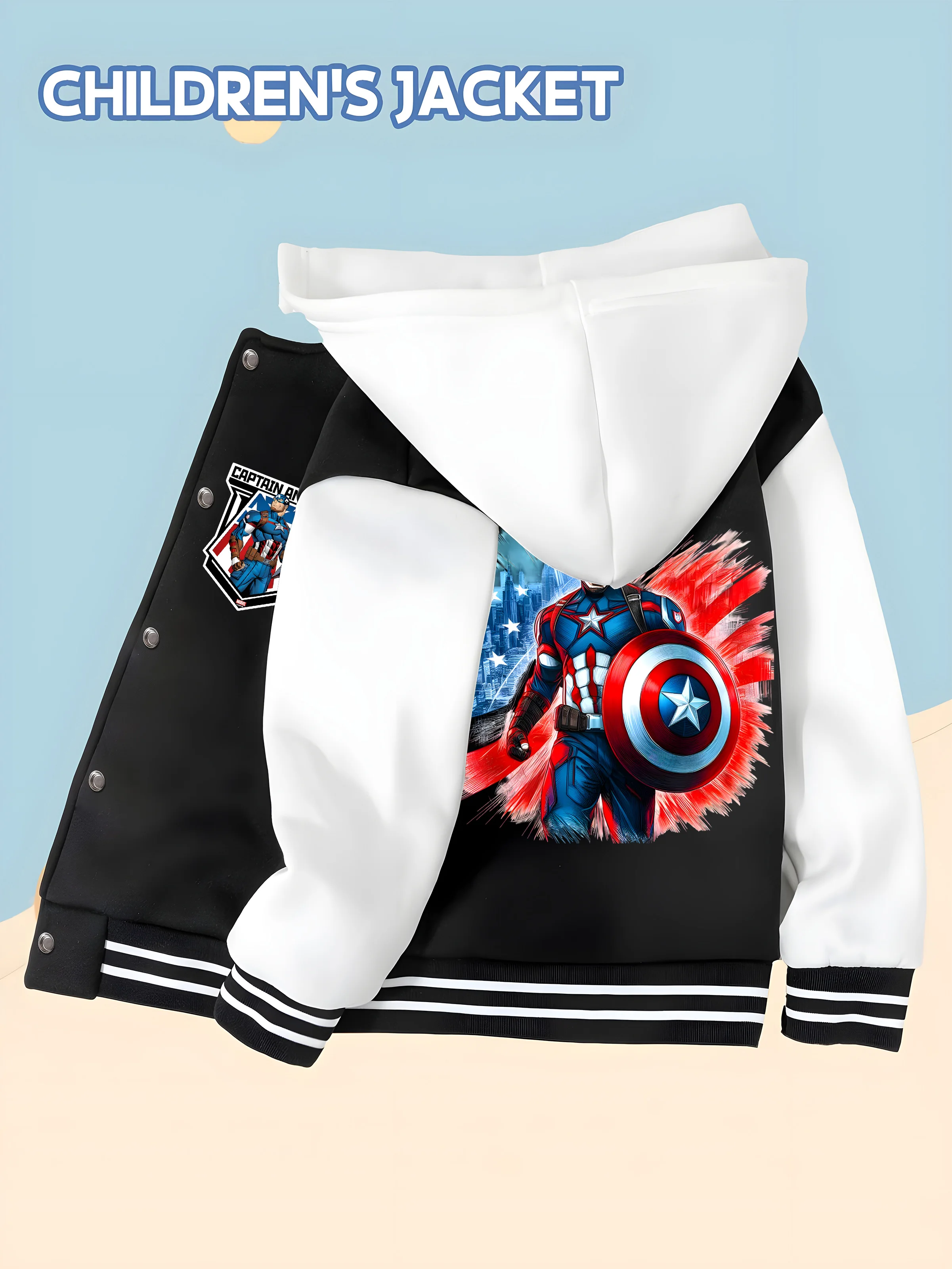 

MINISO Marvel Boys Baseball Jacket - Suitable for daily school, sports and play, soft fabric is stylish for campus and outdoor w