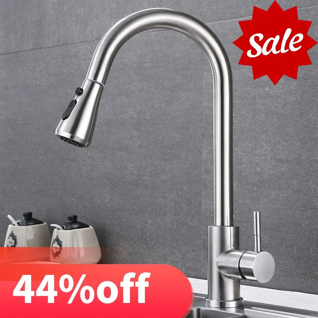 Luanniao Kitchen Faucet Deck Mounted Mixer Tap 360 Degree Rotation Stream Sprayer Nozzle Kitchen Sink Hot Cold Taps Pull-Out