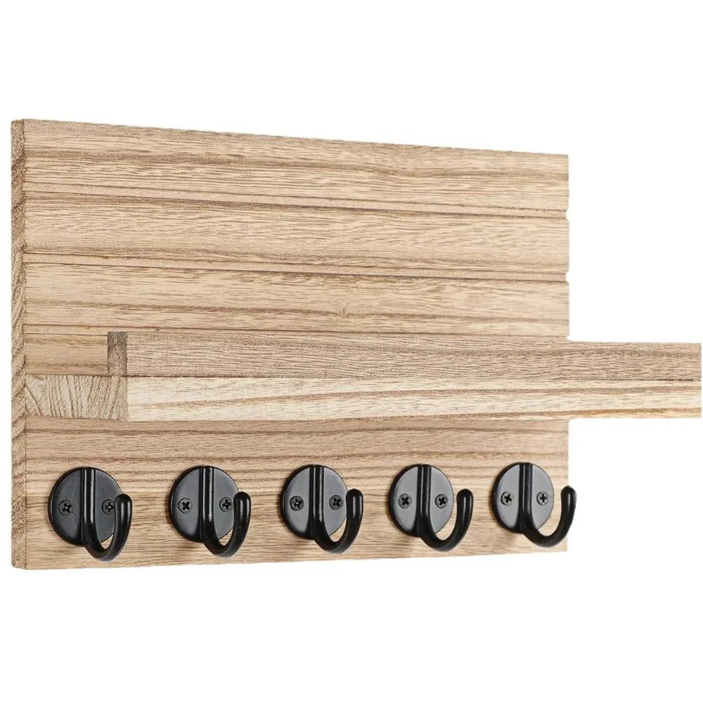 

Crafts Wooden Key Rack Creative Wall Mounted Storage Rack with Hooks Modern Clothes Hanger Coat