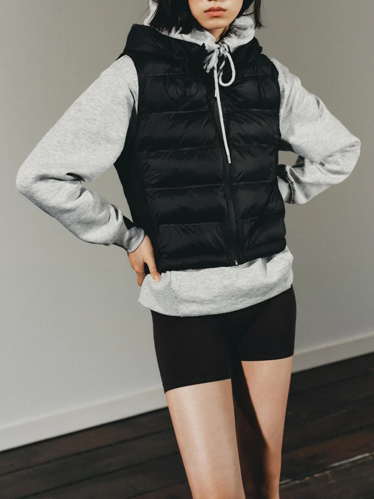 

European style new women's fashion versatile temperament simple slim zipper contrast color cotton vest