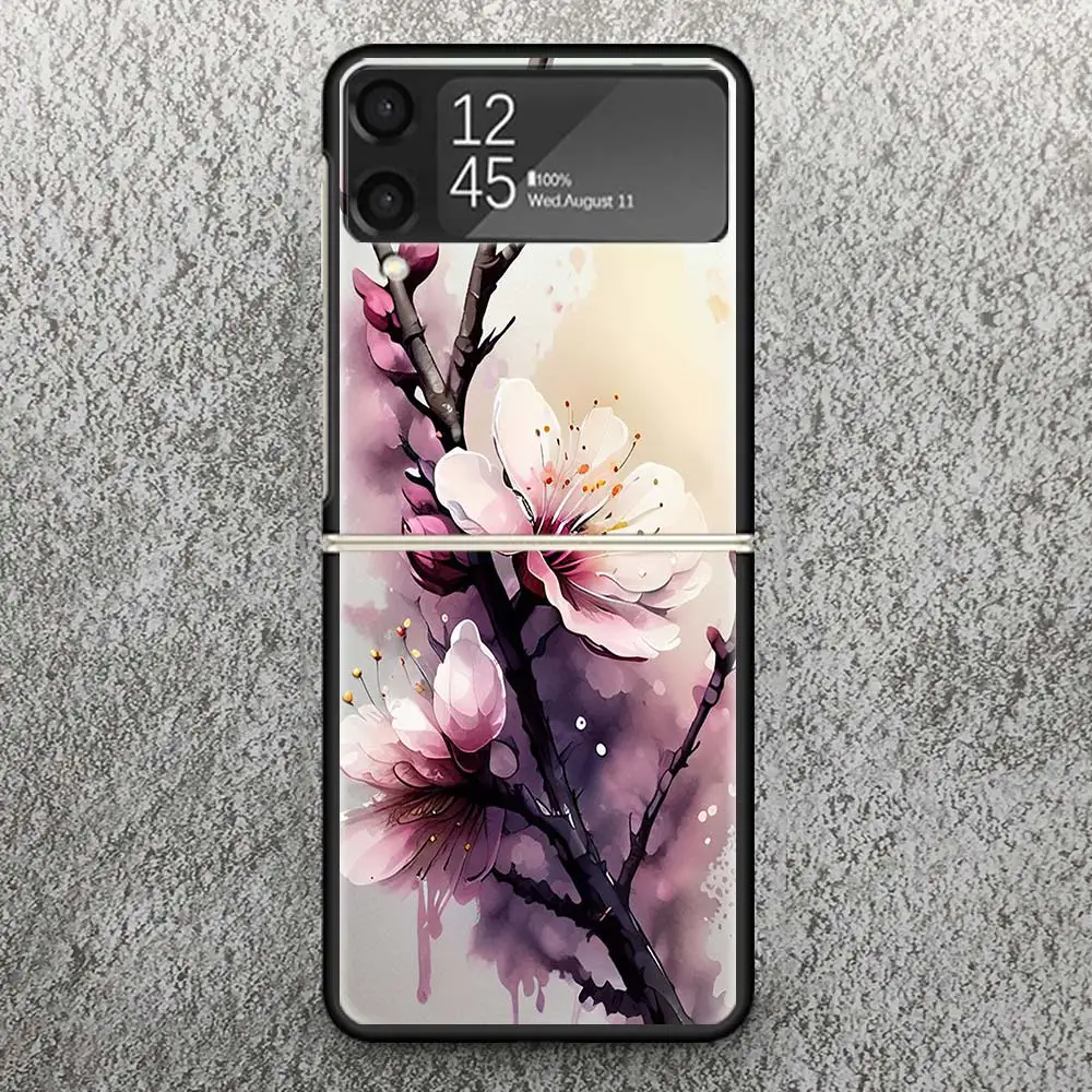 Cherry Blossom Tree Zflip4 Zflip5 Phone Case For Samsung Z Flip3 Flip4 Flip5 5G ZFlip 4 5 3 Cover Cellphone Shell Fundas