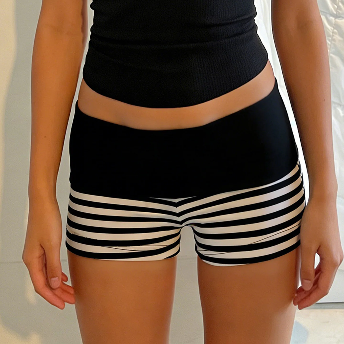 Women's Casual Contrasting Striped Low-rise Shorts 2026 New Sports Yoga Shorts