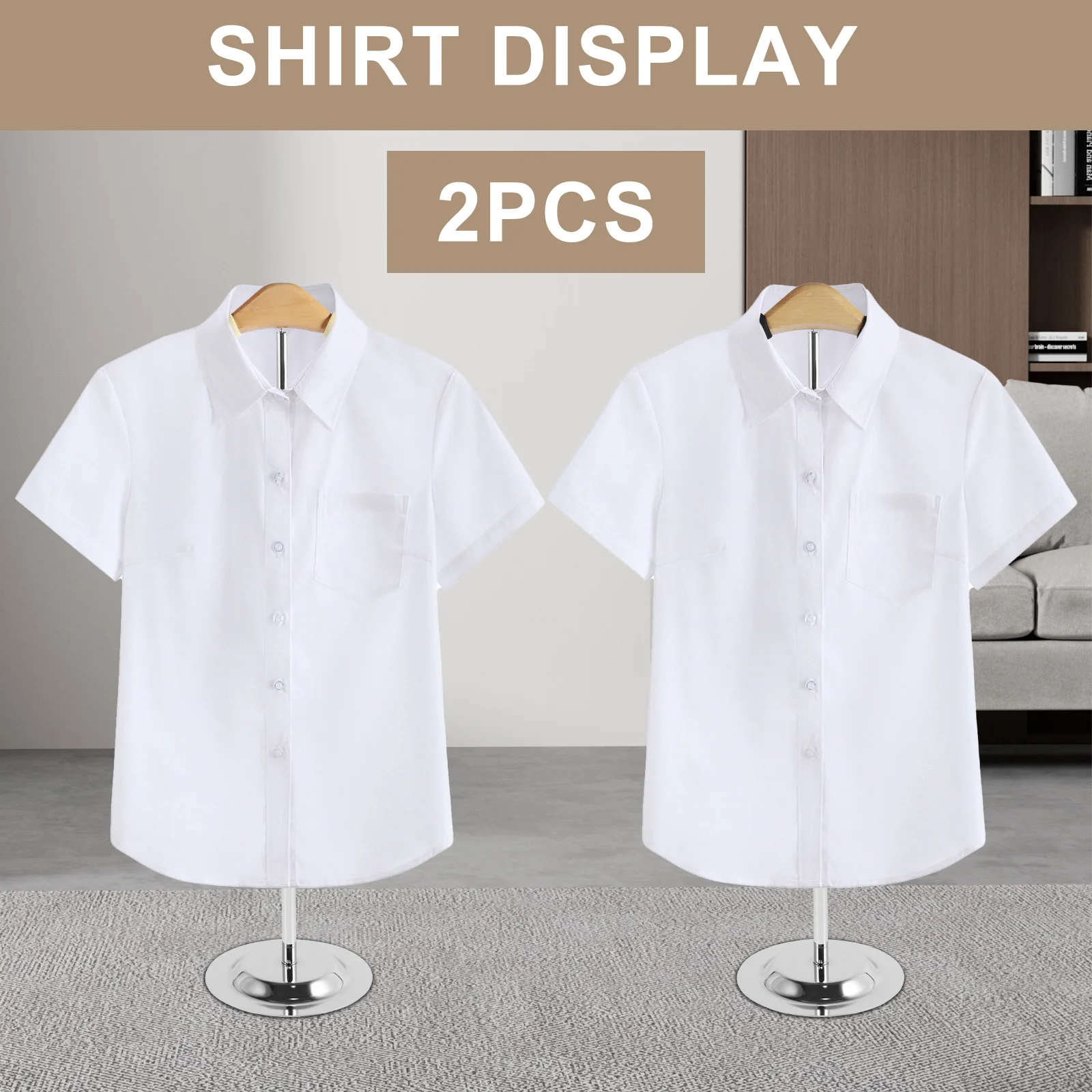 2 Pcs Shirt Shoulder Stand Adjustable Shirt Display Stand Round Base Shirt Display Rack Multifunctional Shirt Hanger Display