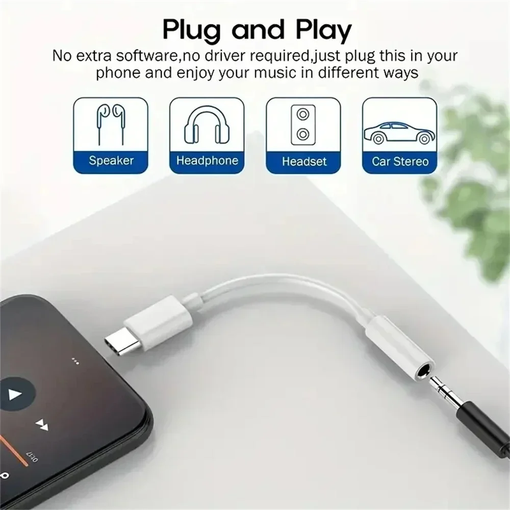 Type C To 3.5mm Aux Adapter USB TypeC to 3.5mm AUX Jack Audio Cable Earphone Cable Converter For iPhone 15 Samsung Xiaomi Huawei image 3