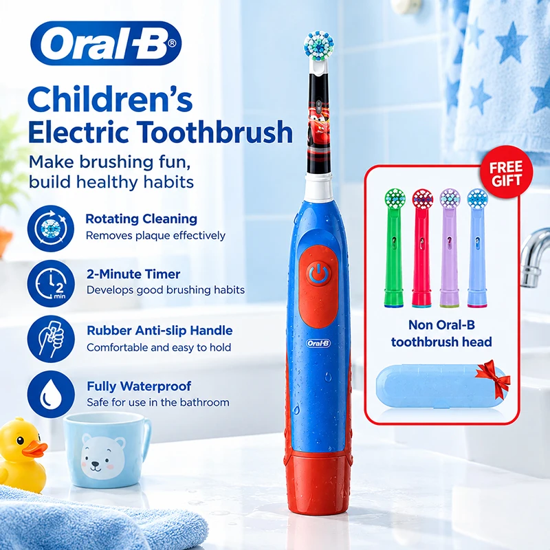 Oral-B 5510K Kids Electric Toothbrush Soft Bristles 2 Minute Timer Waterproof AA Battery Operated Children Spin Clean Toothbrush