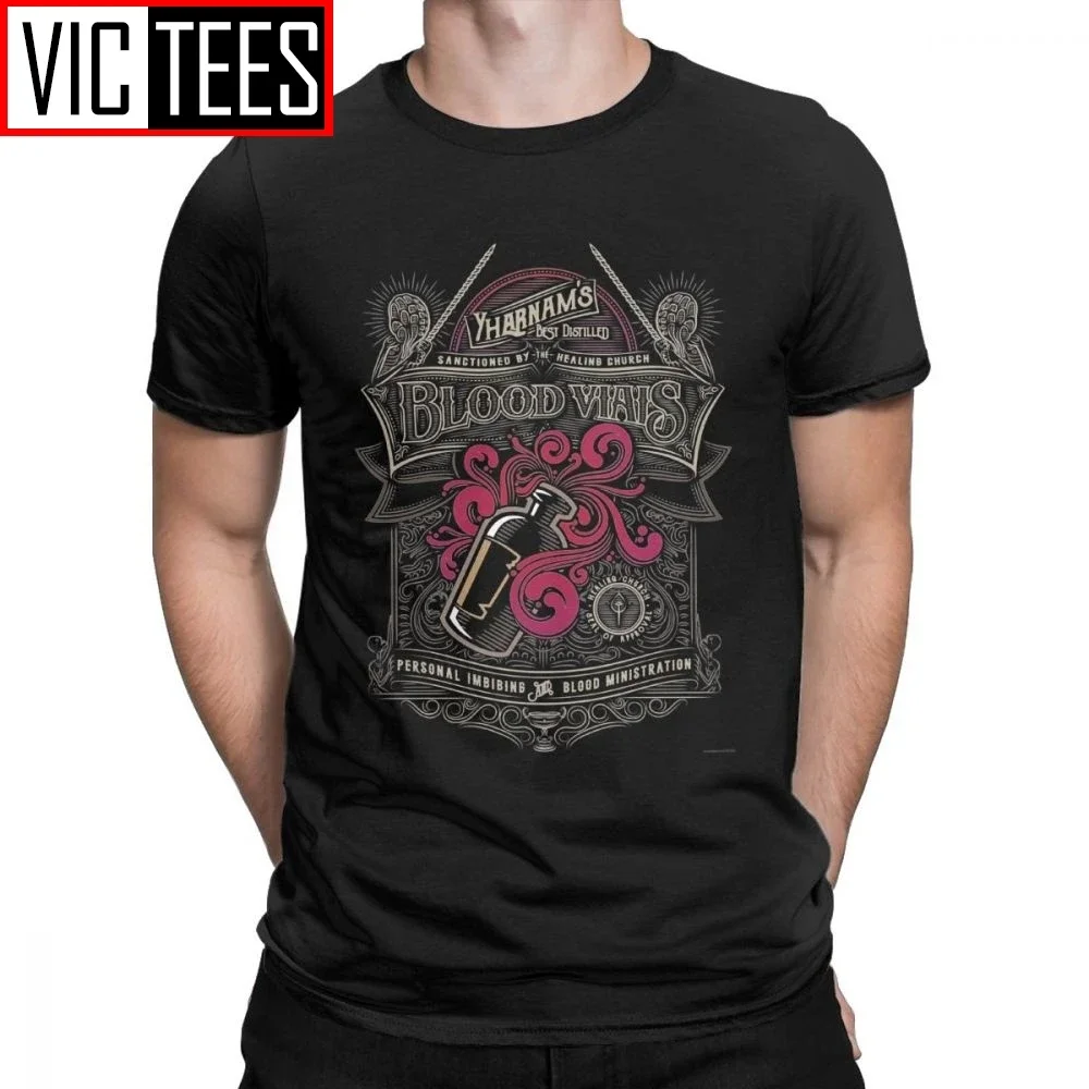 Yharnam's Blood Vials T Shirts for Men 100 Premium Cotton Novelty T-Shirt Harajuku Bloodborne Dark Souls Tshirt Happy New Year