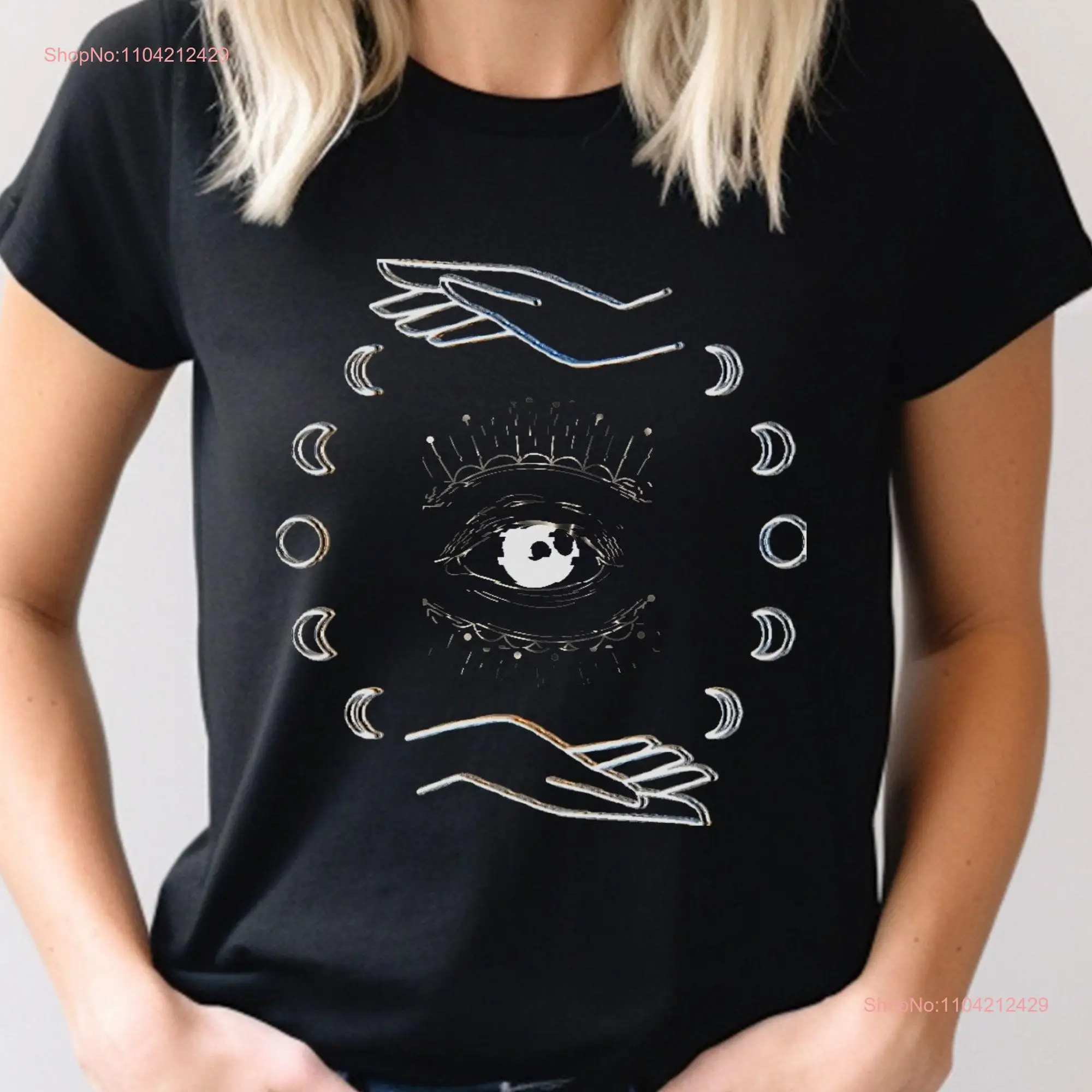 Wiccan Eye and Moon Phases T Shirt Spiritual Celestial for Occult Witchy Vibes Witch Her Third long or short sleeves