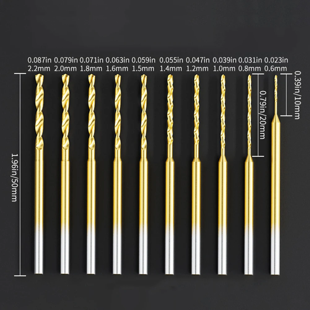 1pc 50mm Extended Drill Bit 0.6-2.2mm Reducing Twisting Tiny Drill Bit 2.35 Shank Engraving Bit Hole Drilling Tool For DIY Carve