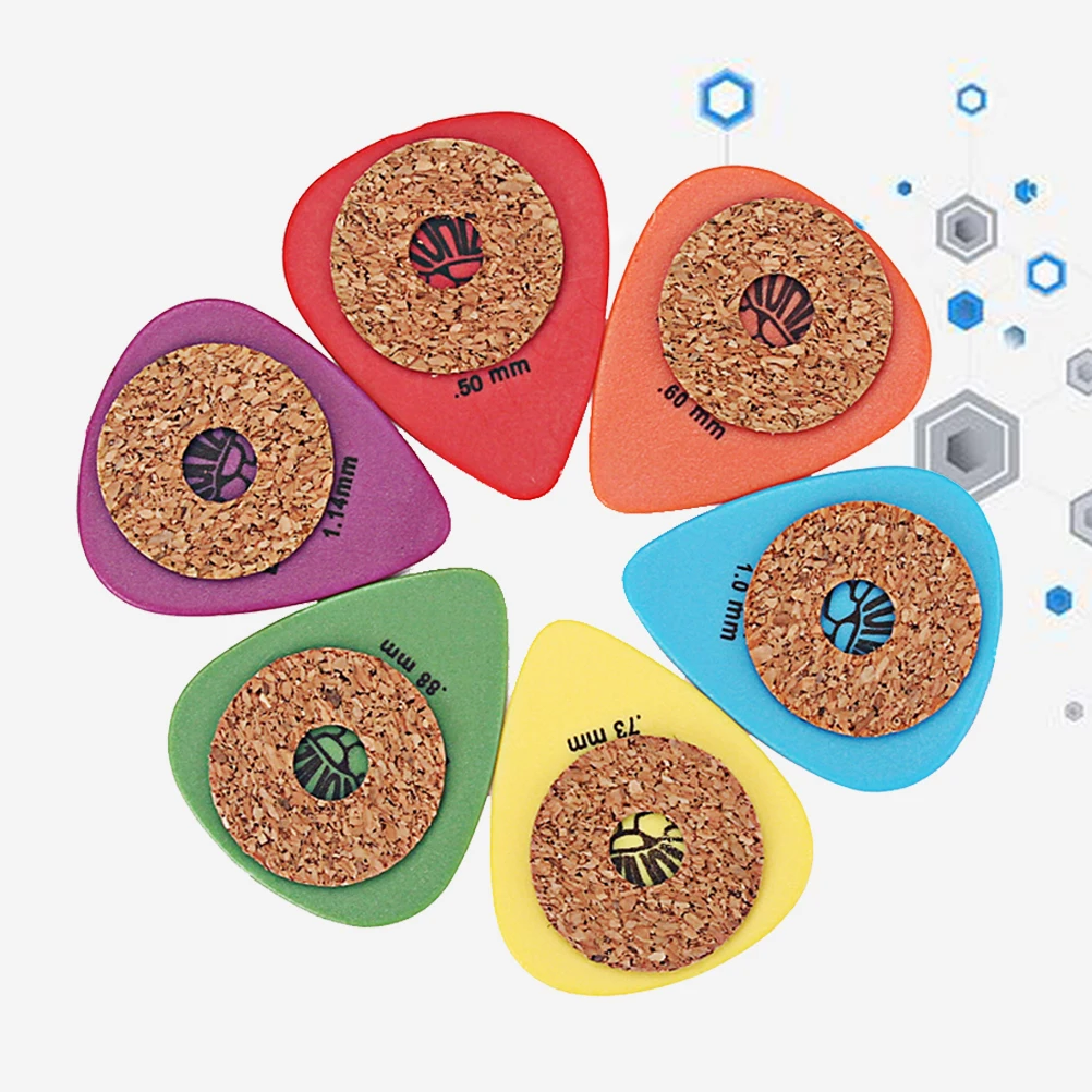 

6 PCS/Set POM Guitar Picks Colorful Heart Shape Guitar Picks with Corks for Guitar Bass Ukulele Mandolin Banjo