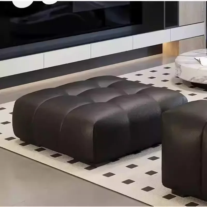 Leather Sofa Stool Modern Minimalist Shoe Changing Stools Removable Square Household Footstool Living Room Furniture Accessories