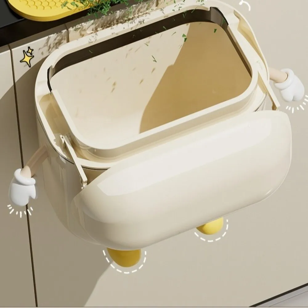 

Cute 9L/12L Litter Bins Large Capacity Cartoon Wall Hanging Trash Can with Cover Separate Trash Wastebasket Office