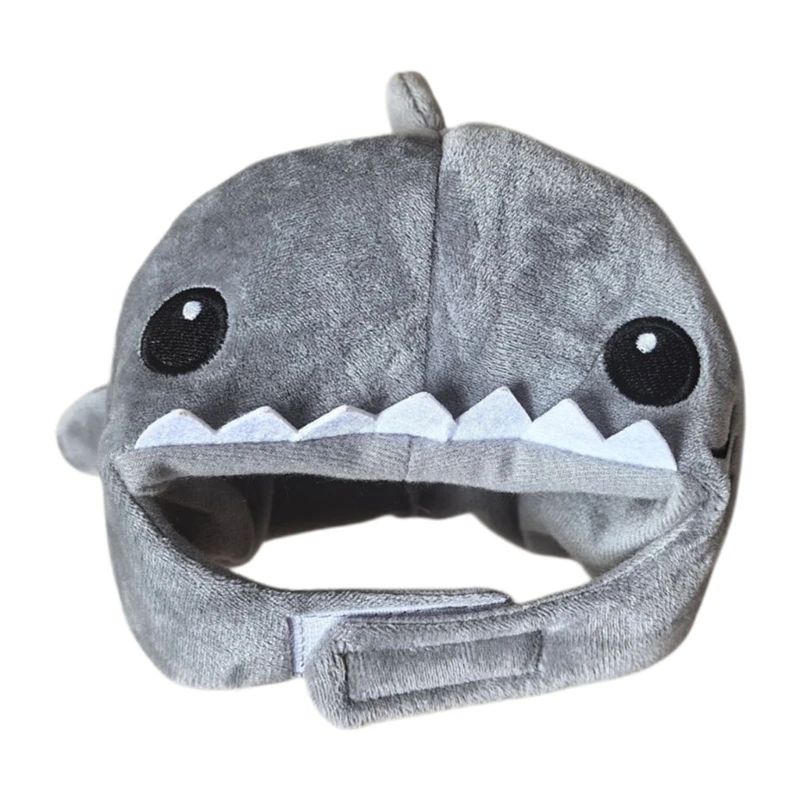 XXFE Pet Plush Shark Party Hat Costume Accessory with Soft Polyester Hood for Themed Dress-Up Stage Activities and Picture