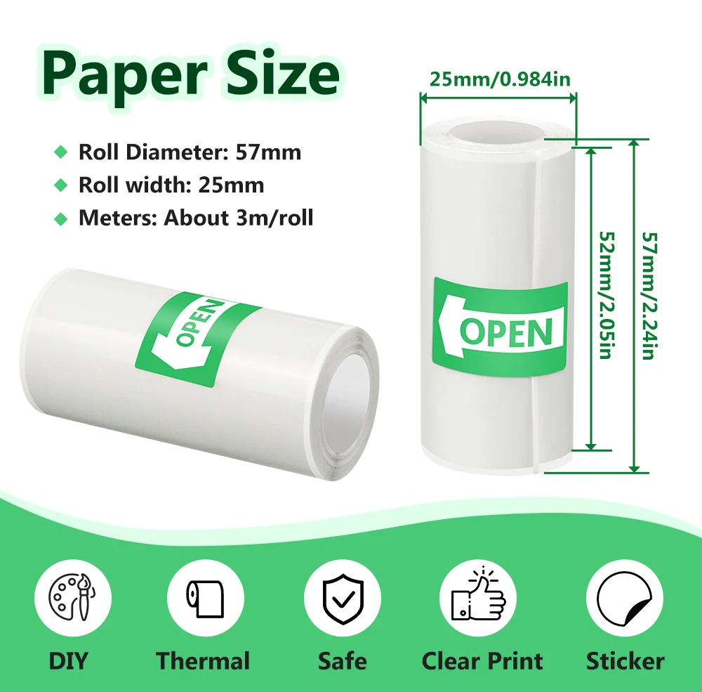 Inkless Portable Printer Thermal Paper Stickers Paper Mini Printers Labels Maker Printer for Photo Bluetooth Wireless Printing