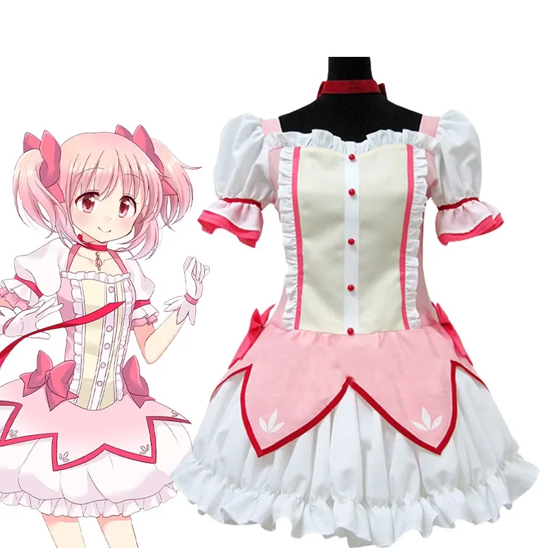 

Madoka Kaname Maid Dress Puella Magi Madoka Magica Cosplay Costume Short Ball Dress Magical Girl Lolita Role Play Halloween Suit