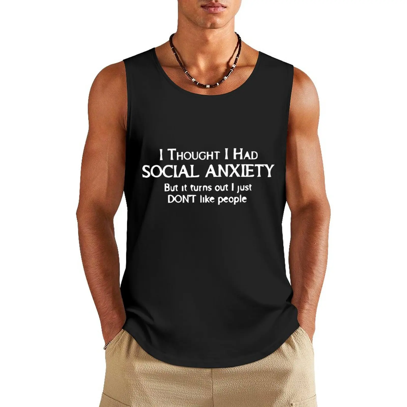 Social Anxiety Like People Graphic Novelty Sarcastic Funny Tank Top summer clothes man 2024 T-shirt male