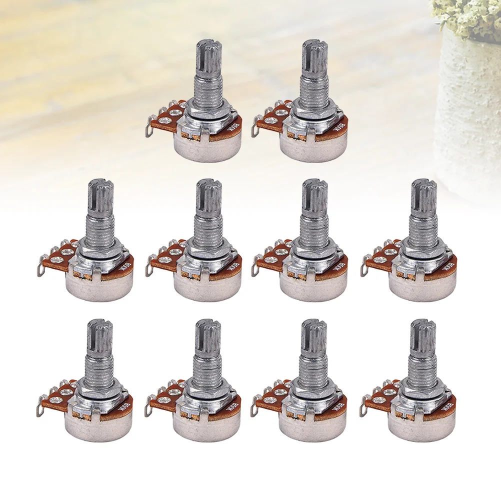 10Pcs Audio Potentiometers B50k Long Knurled Split Shaft Coarse Shaft for Guitar Bass Replacement Linear Taper Low Friction