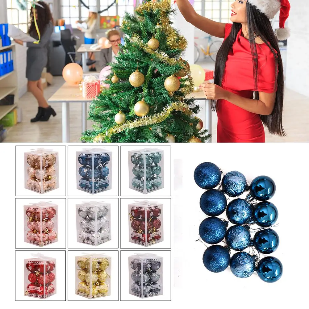 Colorful Shiny Balls For Christmas Tree 12pcs Electroplated Light Ball A Gift Box Christmas New Year Ceiling Decoration Bal T0o1