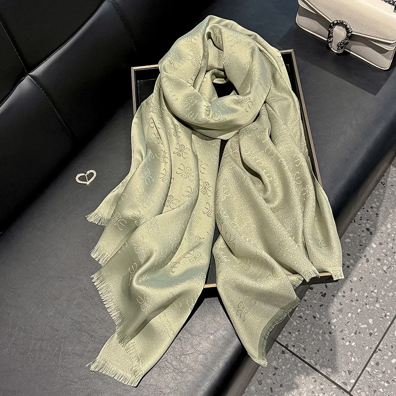 

Fashion Simulation Silk Long Scarf Shawl Dust Shade Scarf Premium Tencel Cotton Gold Silk Travel Beach Towel Women