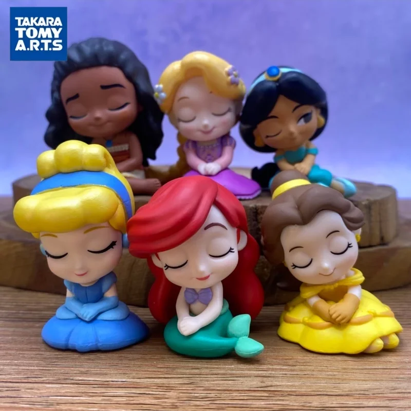 Takara Tomy Disney Princess Gashapon Sitting Figure Ariel Belle Rapunzel Moana Jasmine Collectible Decor Fan Gift Toy - view 5