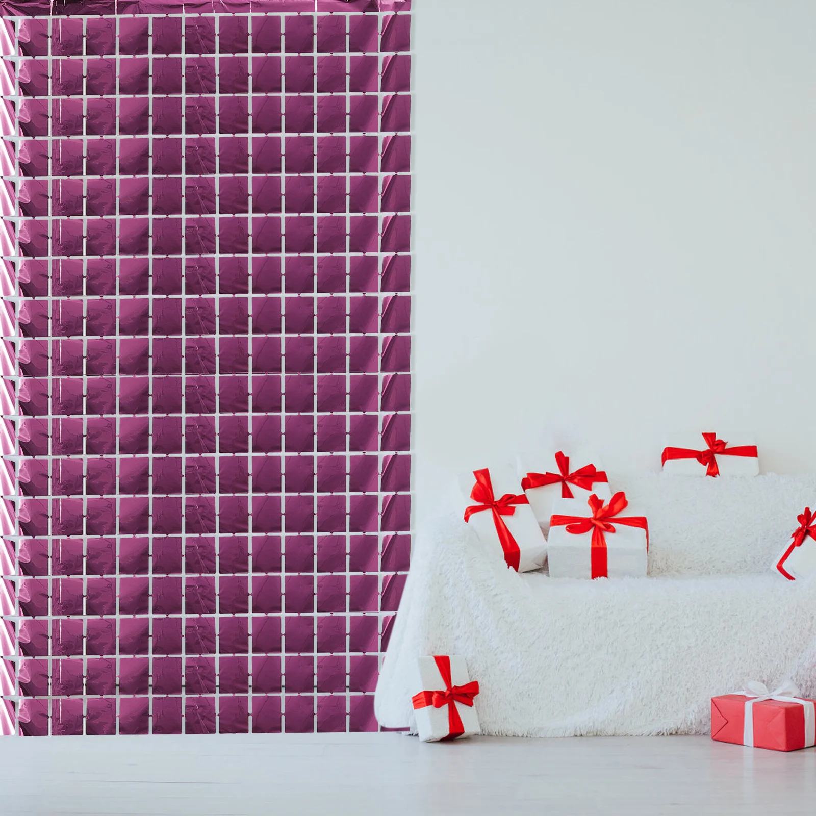 

2Pcs Doorway Decor Tinsel Foil Fringe Curtains Cube Pattern Shiny Party Backdrop for Wedding Birthday Baby Shower Stage