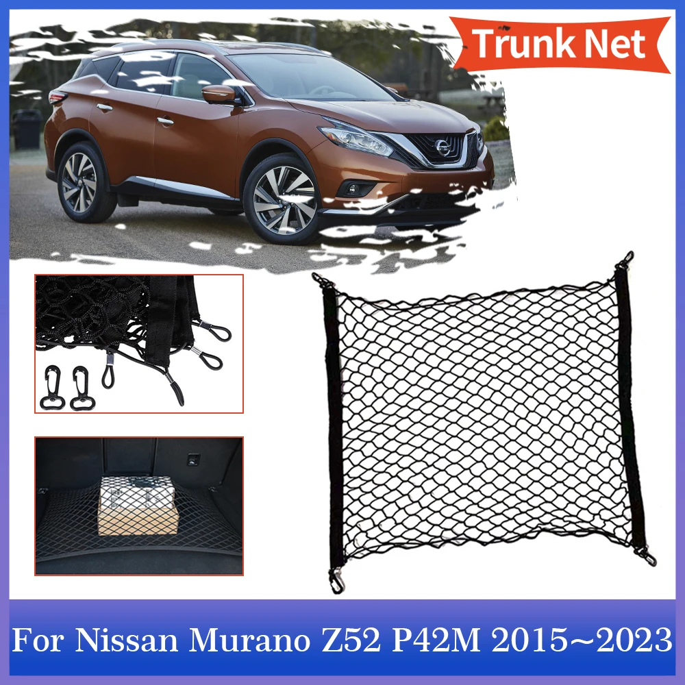 Trunk Net for Nissan Murano Z52 P42M 2015~2023 Rear Luggage Cargo Mesh Stowing Tidying Elastic Pocket Hooks Interior Accessories