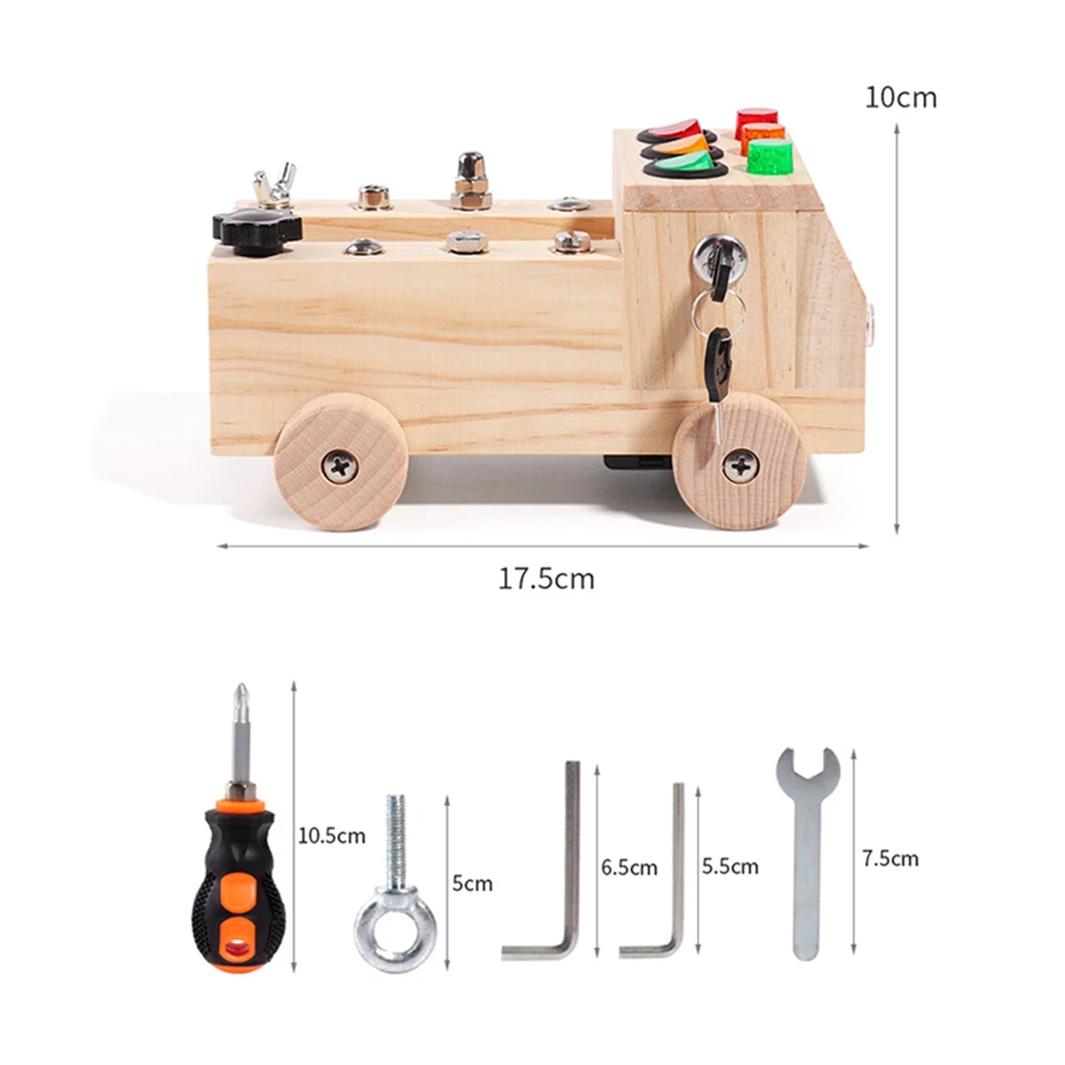 Wooden LED Switch Busy Board Disassembly and Assembly Screws and Nuts Tool Car Montessori Early Education Puzzle Toy