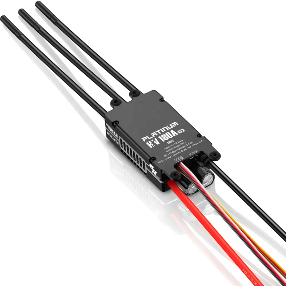 HobbyWing Platinum HV 180A V5 6-14S ESC High Voltage ESC for 550 580 600 700 Class Electric  Main Rotor or Fixed-Wing