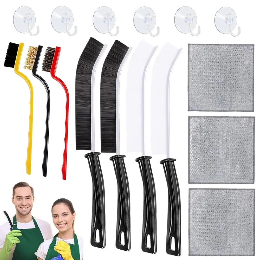 

16Pcs Crevice Cleaning Brush Set, Hard Bristle Gap Cleaning Brush for Bathroom Window Tracks, Deep Cleaning Tools Kit with Wi