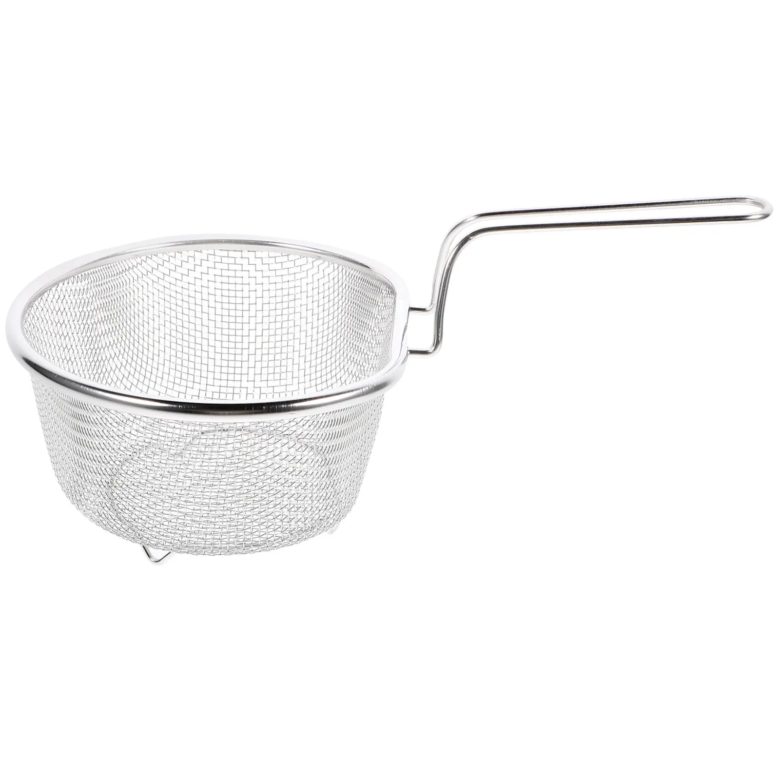 Cesta de acero inoxidable para freír con asa, para freír alitas de pollo, patatas fritas, aros de calamar, con drenaje y colado de aceite, 18 cm