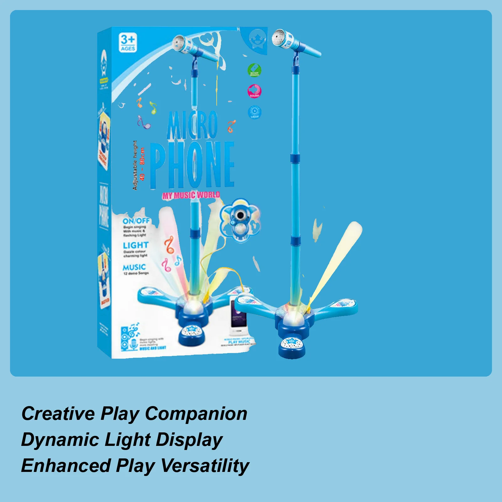 ميكروفون صدى للأطفال مع ضوء تفاعلي ملون للموسيقى ألعاب الغناء ميكروفونات الكاريوكي لعبة لوازم ممتعة للأولاد والبنات