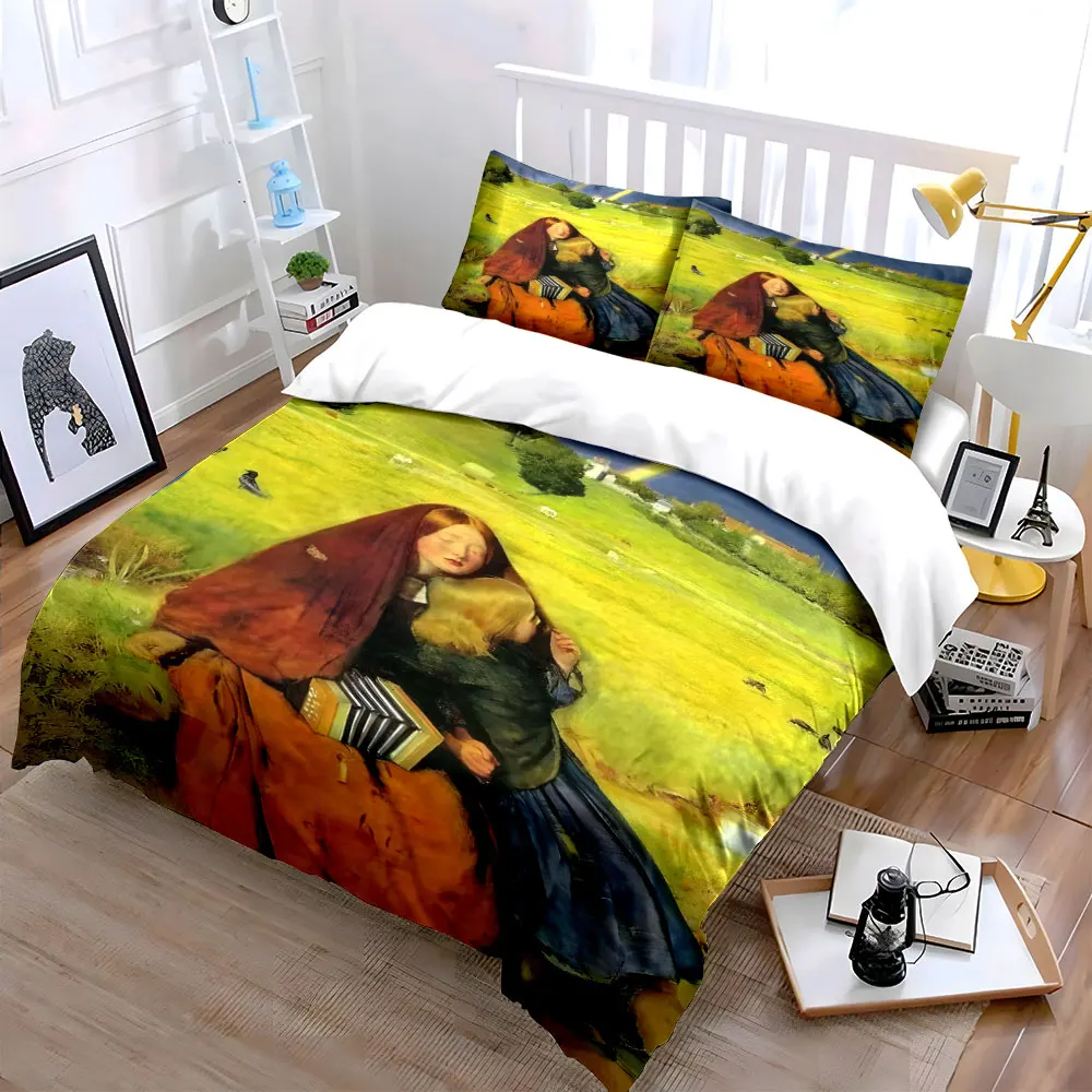 Pastoral Rainbow and Tender Affection Bedding Set for Kids Luxury Gift 3pcs Digital Print Comforter Set Soft Comfortable