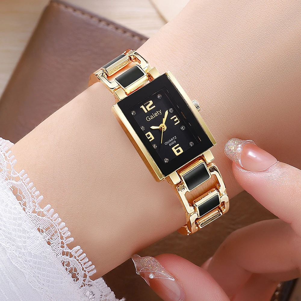 1PCS Trendy Fashion Luxury Digital Scale Rectangular Dial Women's Quartz Watch Suitable for Daily Clothing Matching Perfect Gift