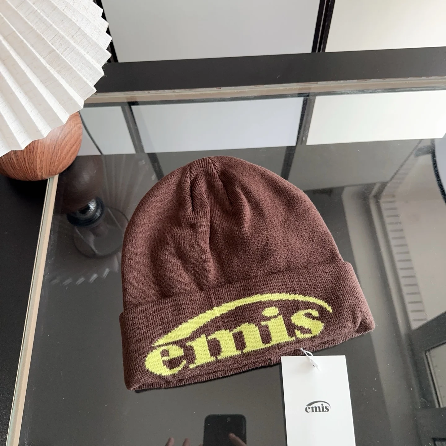 emis Knitted Beanie Unisex Letter Jacquard Cuffed Skully Cap Fashion Headwear for Daily Outdoor Travel Cozy Warm Winter Beanie