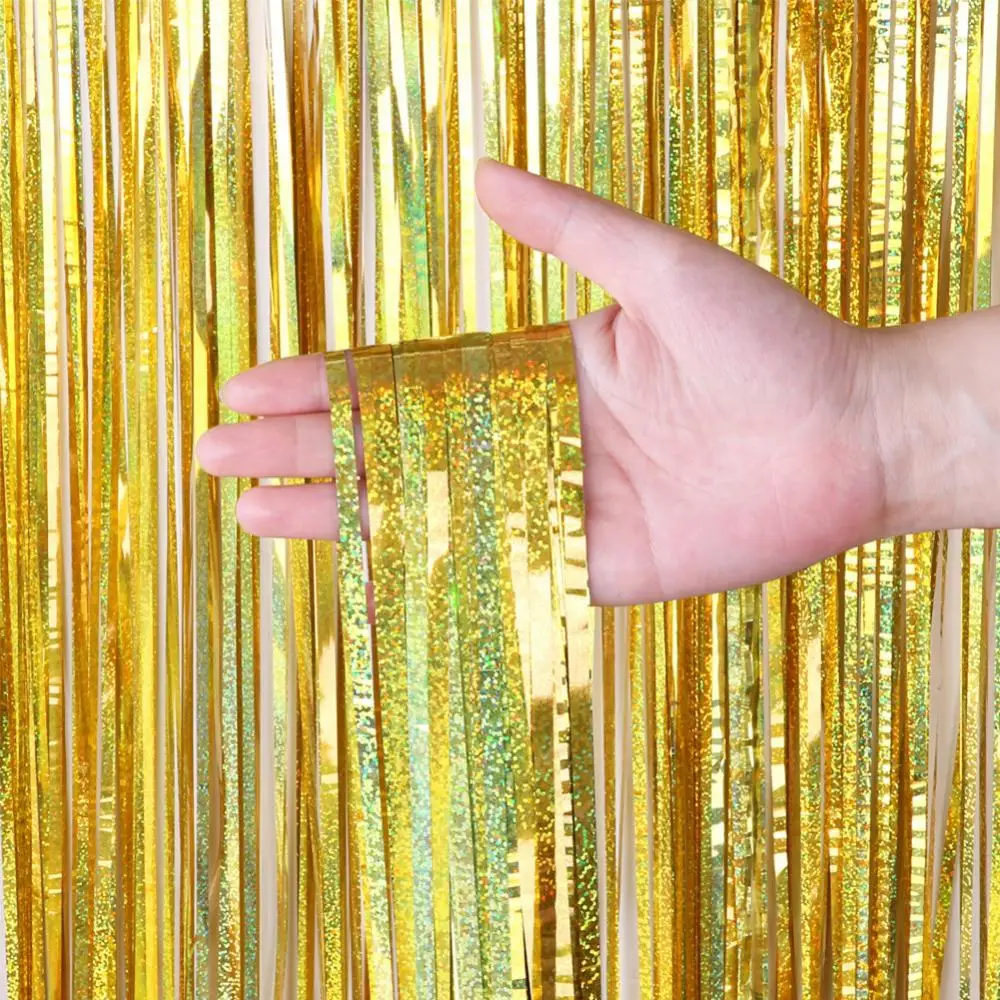 Event Party Streamer Glitter Tinsel Foil Fringe Curtain Backdrop Birthday Wedding Hawaii Party Decor