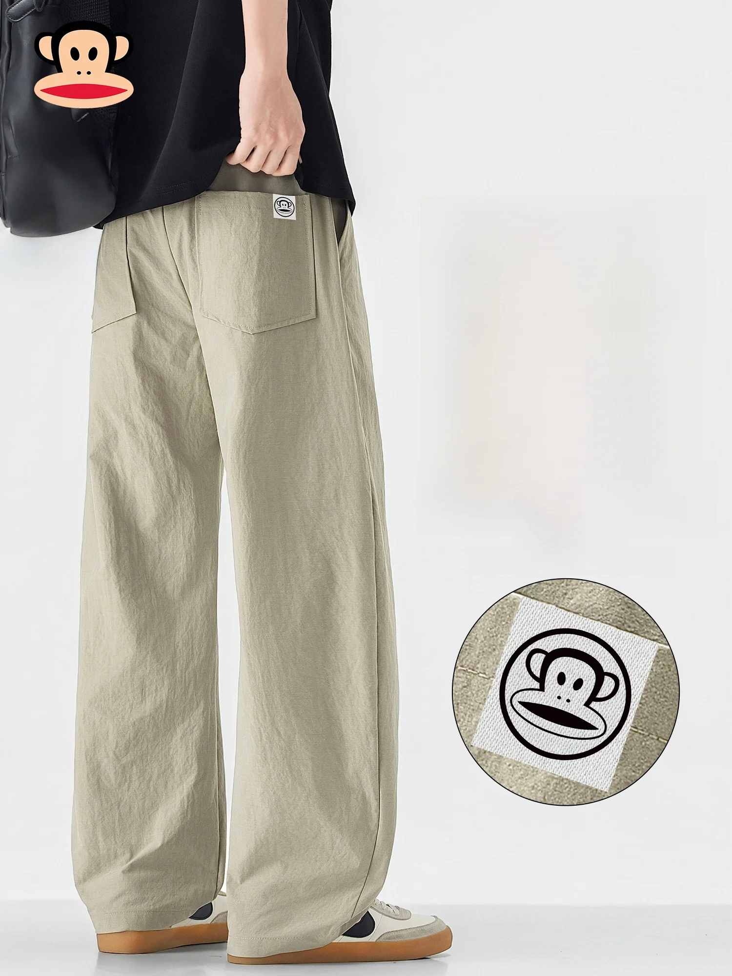 

Мужские повседневные брюки Paul Frank, прямые, свободного кроя, весна 2026, широкие штанины, универсальные карго-брюки в американском стиле, с широкой талией