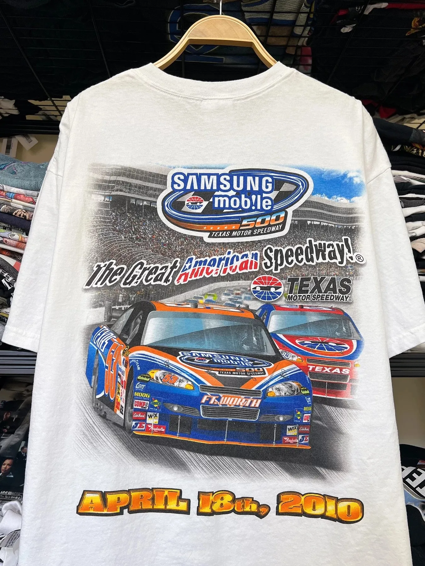 Vintage 2010 NASCAR Samsung Mobile 500 Texas Motor Speedway Graphic T-Shirt Cotton Men Women Streetwear Tee