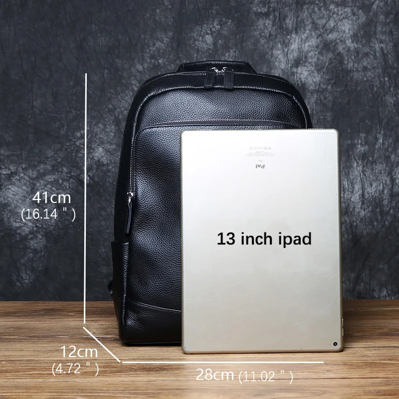 NZPJ Leder Herren Rucksack Natürliches Rindsleder Rucksack Mode Reisetasche Koreanische Version Schultasche Computertasche Für 15-Zoll-Laptop – Detail 2