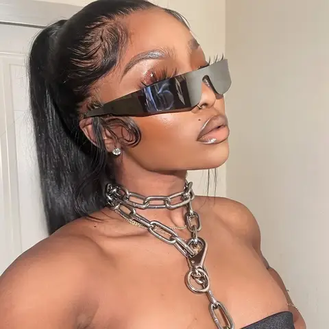 1 st. moderiktiga damglasögon framtida geometriska polygon cyberpunk gatustil ramlösa dekorativa glasögon 6 best sales framtida glasögon - №3