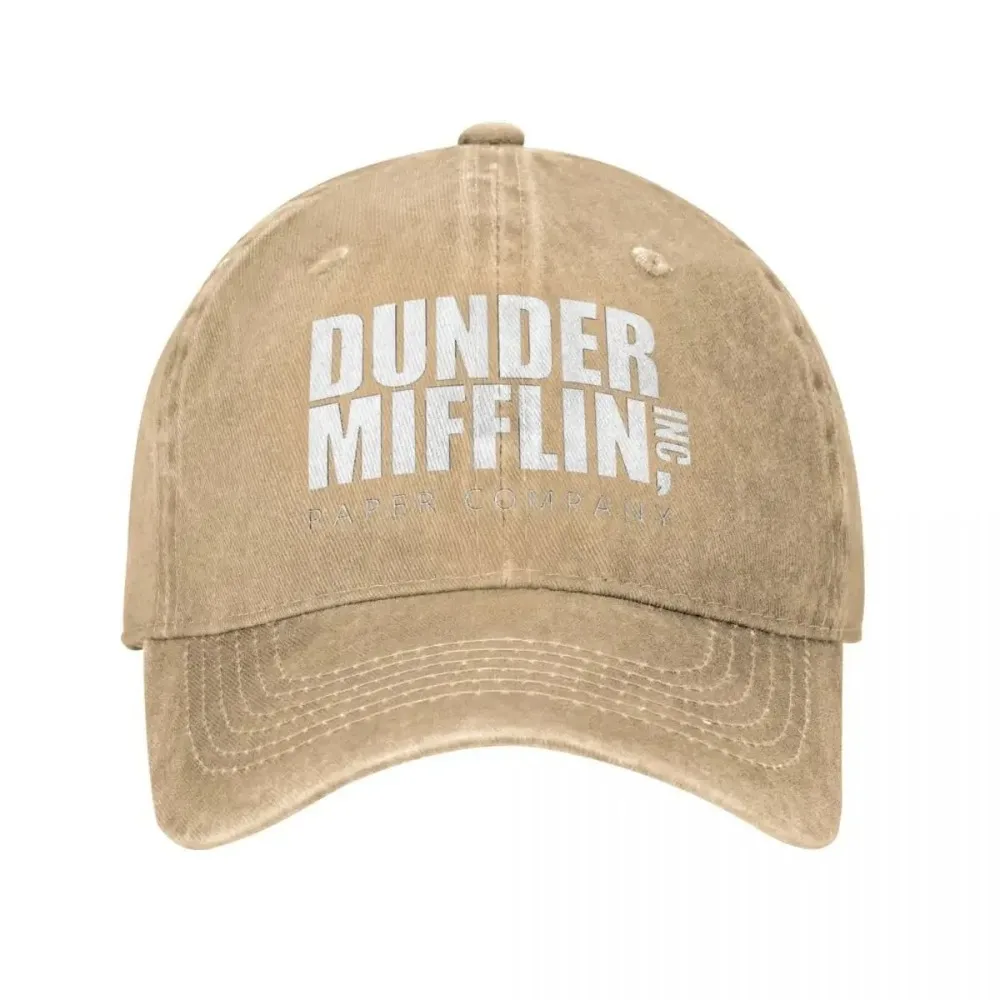 Classic Dunder Mifflin Logo Baseball Caps Men Women Distressed Denim Washed Sun Cap The Office Travel Adjustable Hats Cap